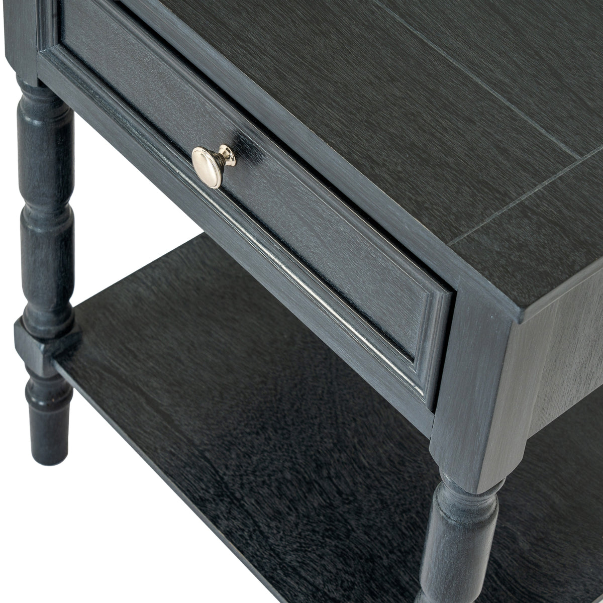 Black Drawer & Shelf Side Table