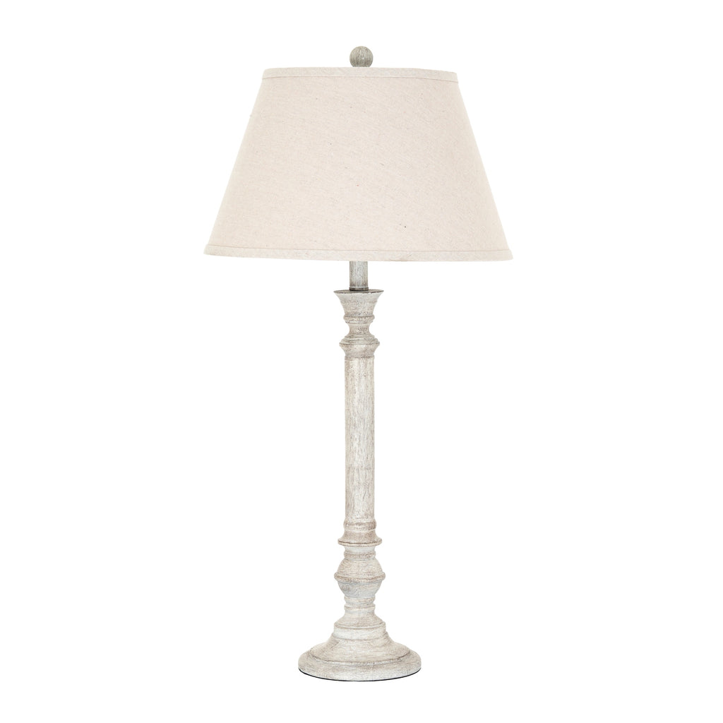 Whitegrey Turnedcolumn & Roundfoot Table Lamp