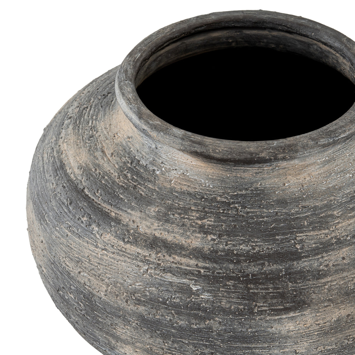 Charcoal Striated Pits Vase — 27cm High