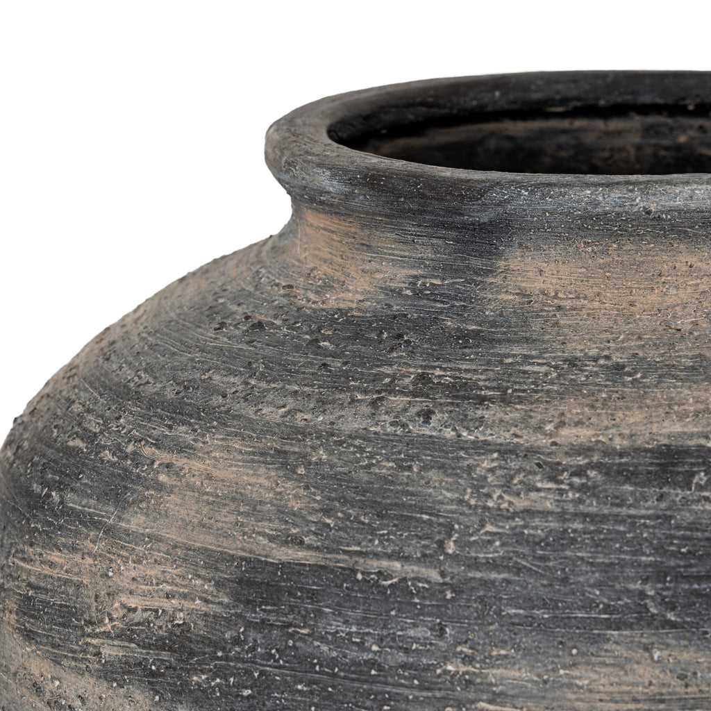 Charcoal Striated Pits Vase — 27cm High