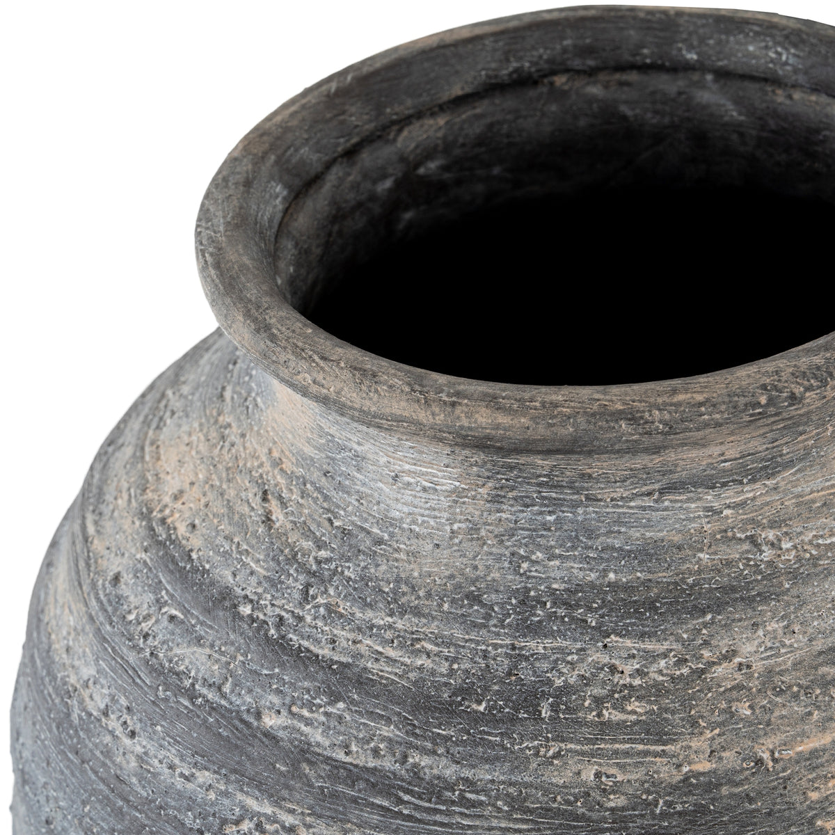 Charcoal Striated Pits Vase — 42cm High