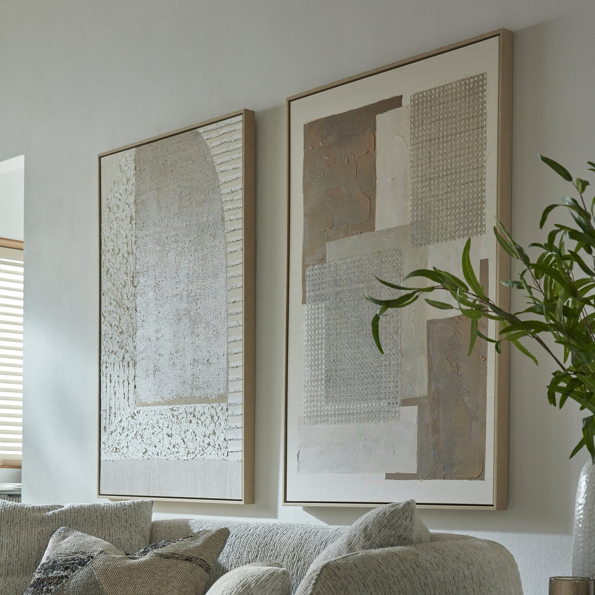 Twin Openweave Panels Framed Artwork