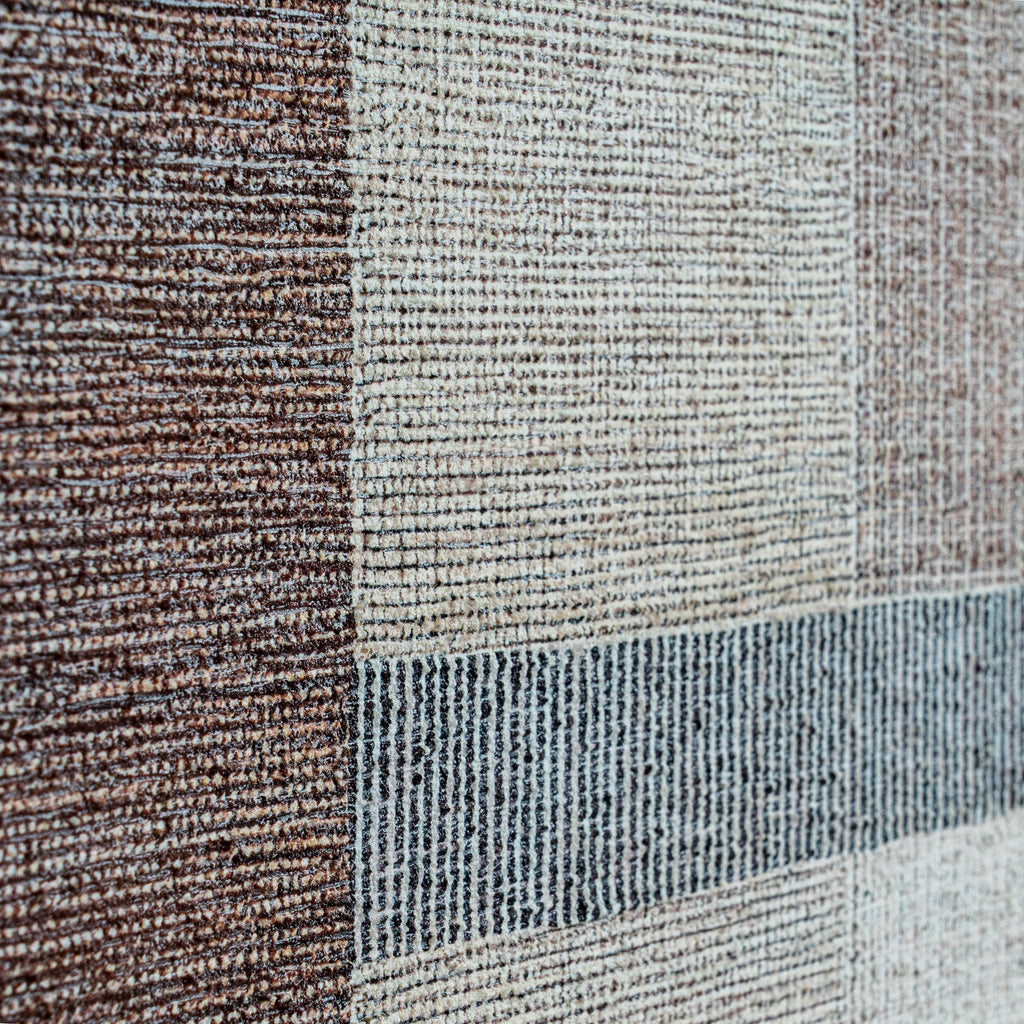 Asymmetric Brown Grid Framed Artwork