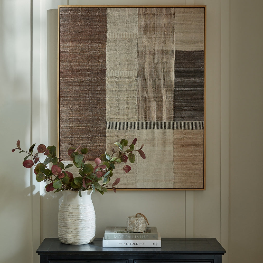 Asymmetric Brown Grid Framed Artwork