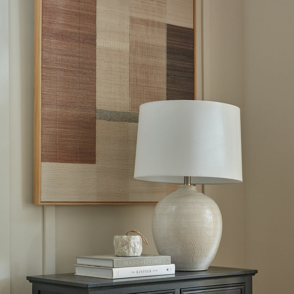 Asymmetric Brown Grid Framed Artwork