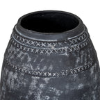Charcoal Geometric Bands Vase — 32cm High
