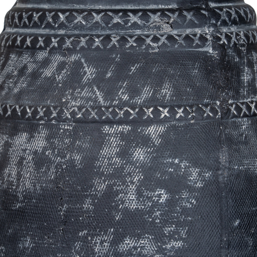 Charcoal Geometric Bands Vase — 32cm High