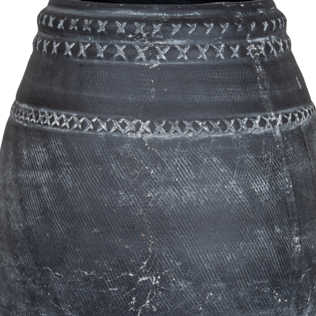 Charcoal Geometric Bands Vase — 25cm High