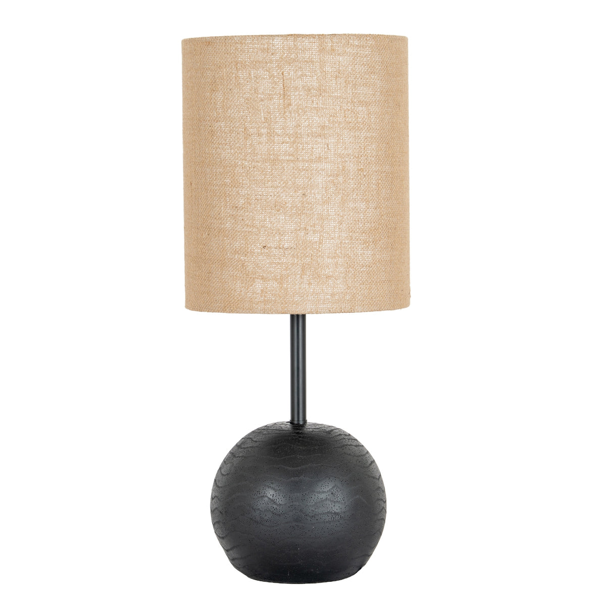 Black Cannon Table Lamp with Hessian Shade