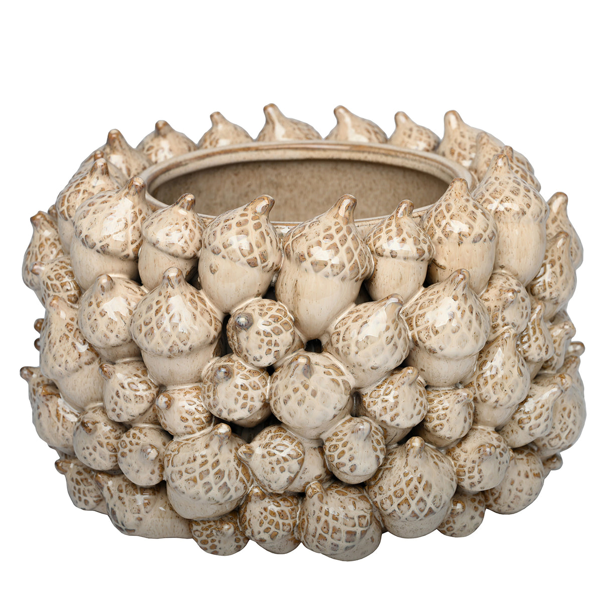 Elevated view of the Acorn Planter showing the recessed circular bowl within the sculptural acorn surround.