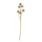 Full Airy Curlhead artificial botanical spray against white, with a long brown stem branching into pale, loosely rounded heads.