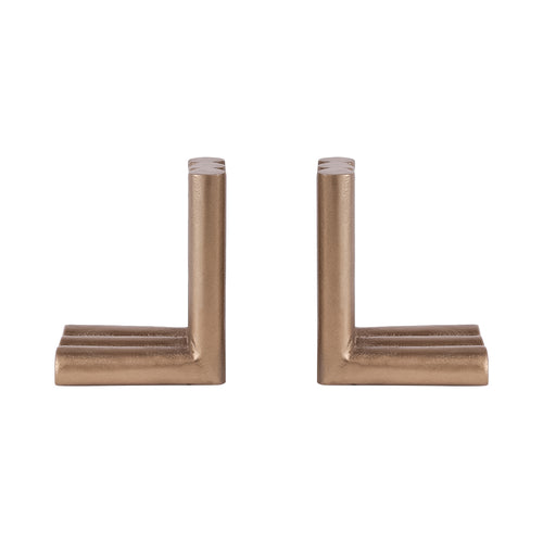 Straight-on view of the mirrored bookends with upright columns and horizontal arms extending outwards.