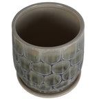 Small Azure Scale planter viewed from above at an angle, showing the circular rim, open interior and blue-grey cell pattern.