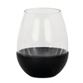 Black bowl candle holder with a rounded clear enclosure and open rim, shown empty against a white background.