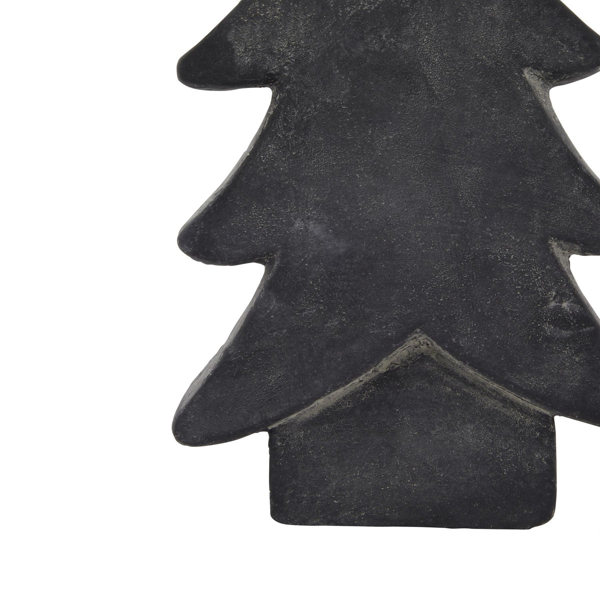 Detail of the tree ornament's lower branches and rectangular trunk, showing worn-looking lighter highlights along the edges.