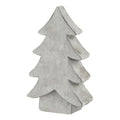 Pale white-grey tree ornament viewed at an angle, showing four stepped branch tiers and a rectangular trunk base.