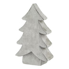 Pale white-grey tree ornament viewed at an angle, showing four stepped branch tiers and a rectangular trunk base.