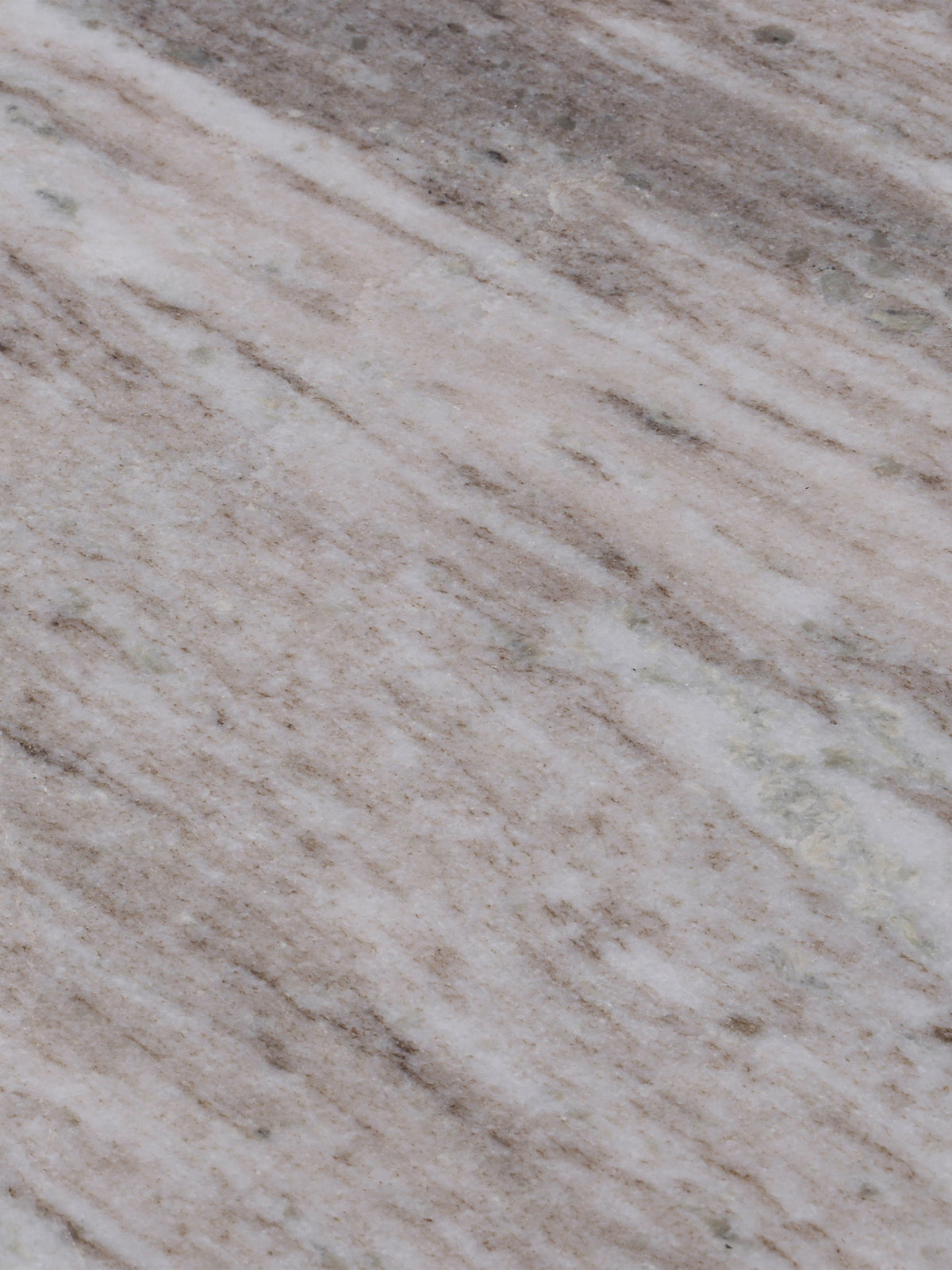Close-up of the marble surface with cream bands, beige markings and grey veining.