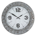 Front view of the Boldminute Wall Clock with a wide mottled silver-grey rim, pale face and oversized black numerals at twelve, three, six and nine.