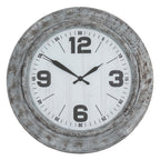 Front view of the Boldminute Wall Clock with a wide mottled silver-grey rim, pale face and oversized black numerals at twelve, three, six and nine.