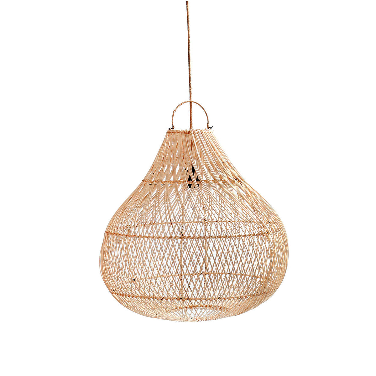 Bottle Rattan Pendant Light – Natural, Medium — front product view