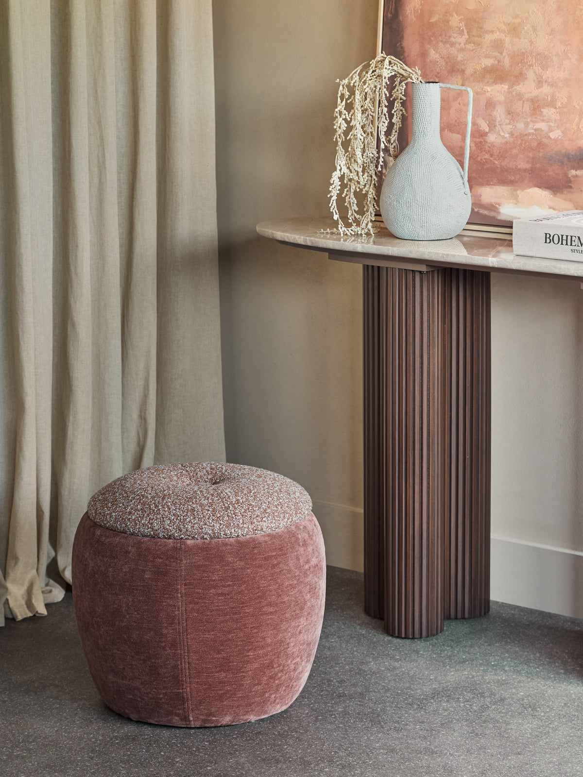Boudoir Stool — Terracotta