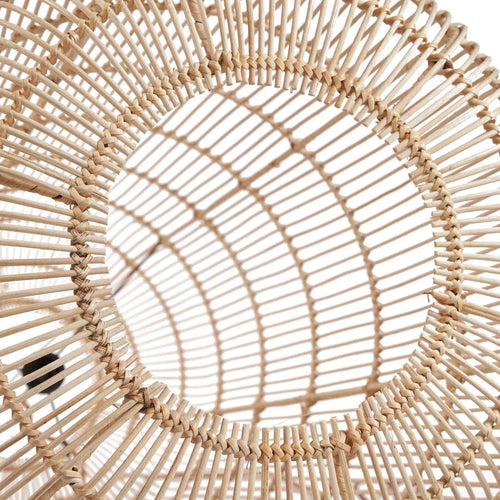 Bozelo Rattan Pendant Light – Natural, Extra Large – underside opening and concentric rattan frame close-up
