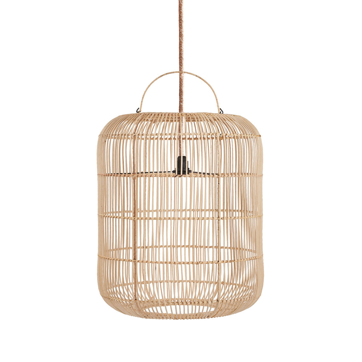 Bozelo Rattan Pendant Light – Natural, Medium — front suspended product view