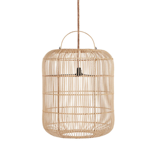 Bozelo Rattan Pendant Light – Natural, Medium — front suspended product view