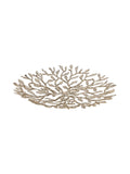 Champagne gold leaf platter viewed from above at an angle, showing branches spreading out from the centre.