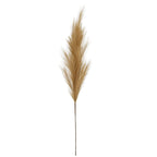 Full view of a beige artificial foliage stem with a tapered branching plume above a long, slender brown stalk.