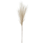 Full view of a cream artificial foliage stem with a branching feathery plume above a long brown stalk.