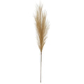Full view of a beige artificial foliage stem with a tall branching plume above a slender brown stalk on a white background.