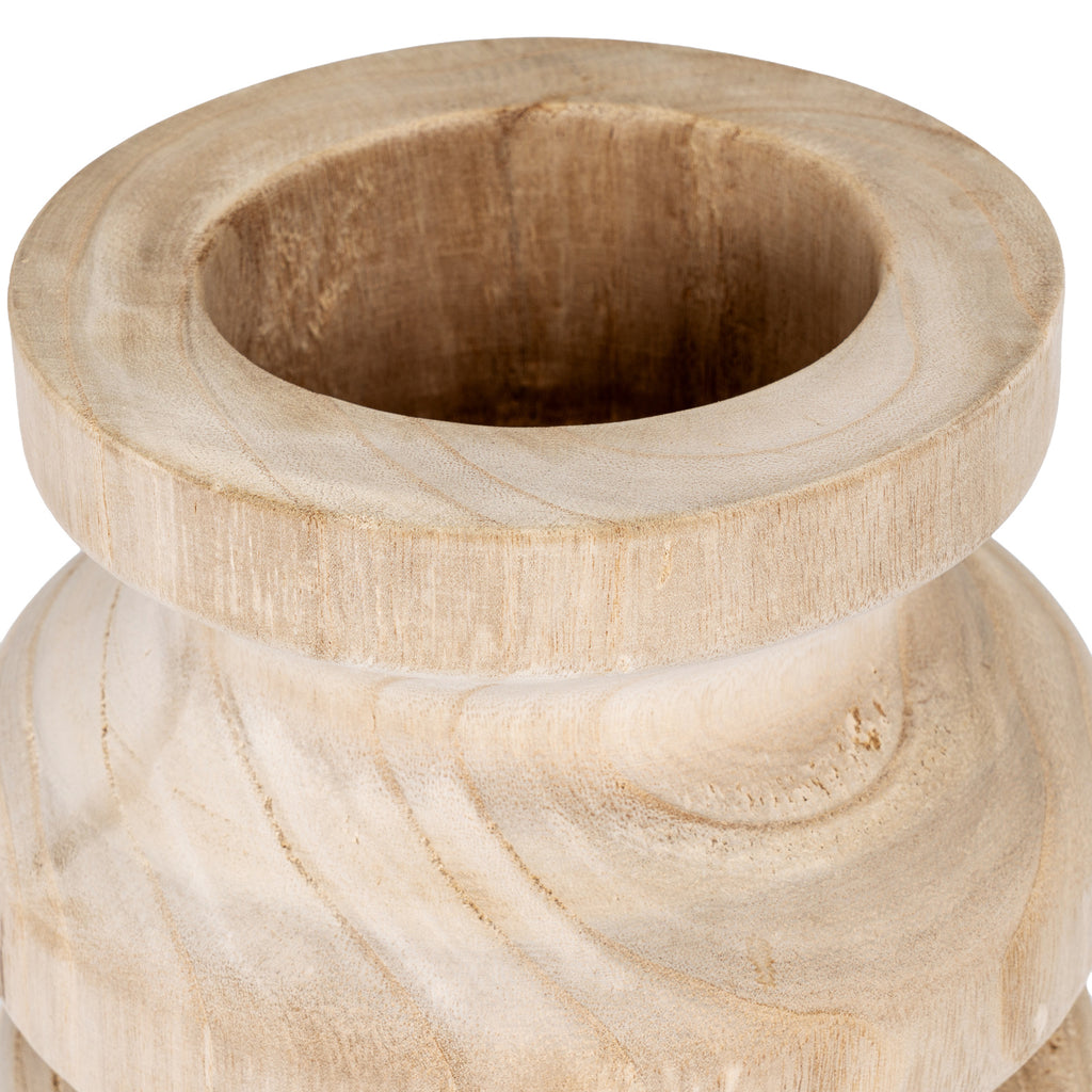 View into the vase's hollow opening, with a thick pale rim above the curved neck and sweeping brown lines.