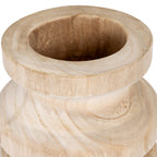 View into the vase's hollow opening, with a thick pale rim above the curved neck and sweeping brown lines.