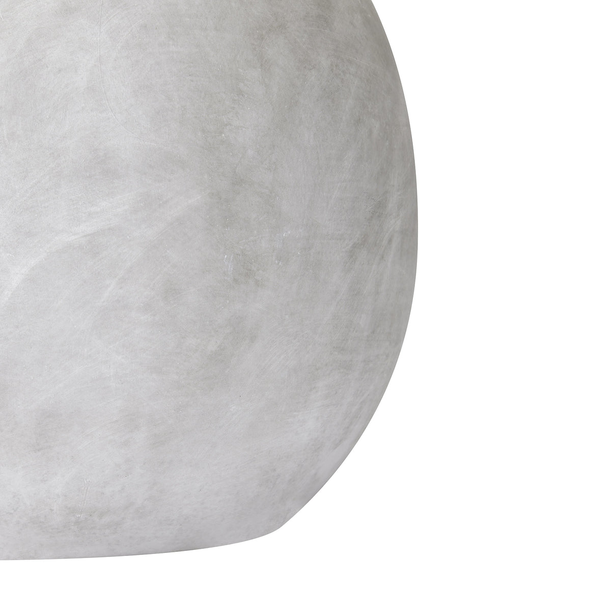 Close-up of the Brushed Orb Vase's curved side, showing faint brushed-looking marks and soft grey-white tonal variation.