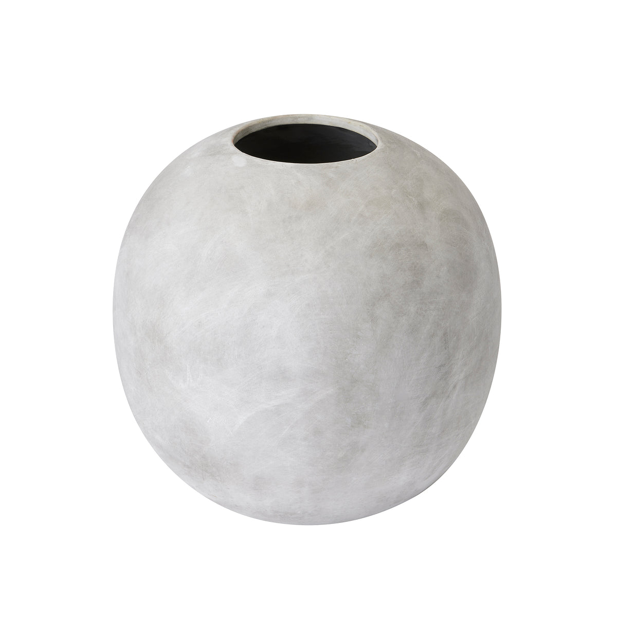 Brushed Orb Vase with a rounded pale body and wide circular opening, shown against a white background.