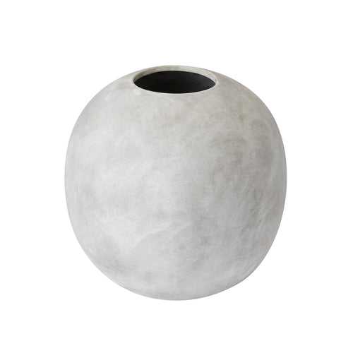 Brushed Orb Vase with a rounded pale body and wide circular opening, shown against a white background.