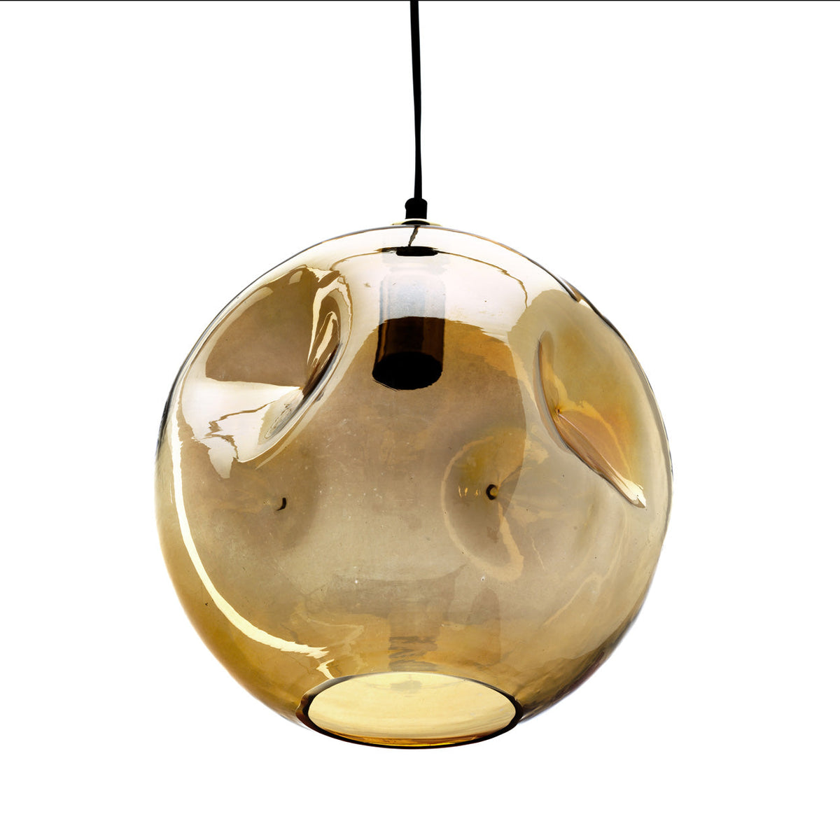 Bubbella Recycled Glass Pendant Light – Pale Gold – front product view on a white background