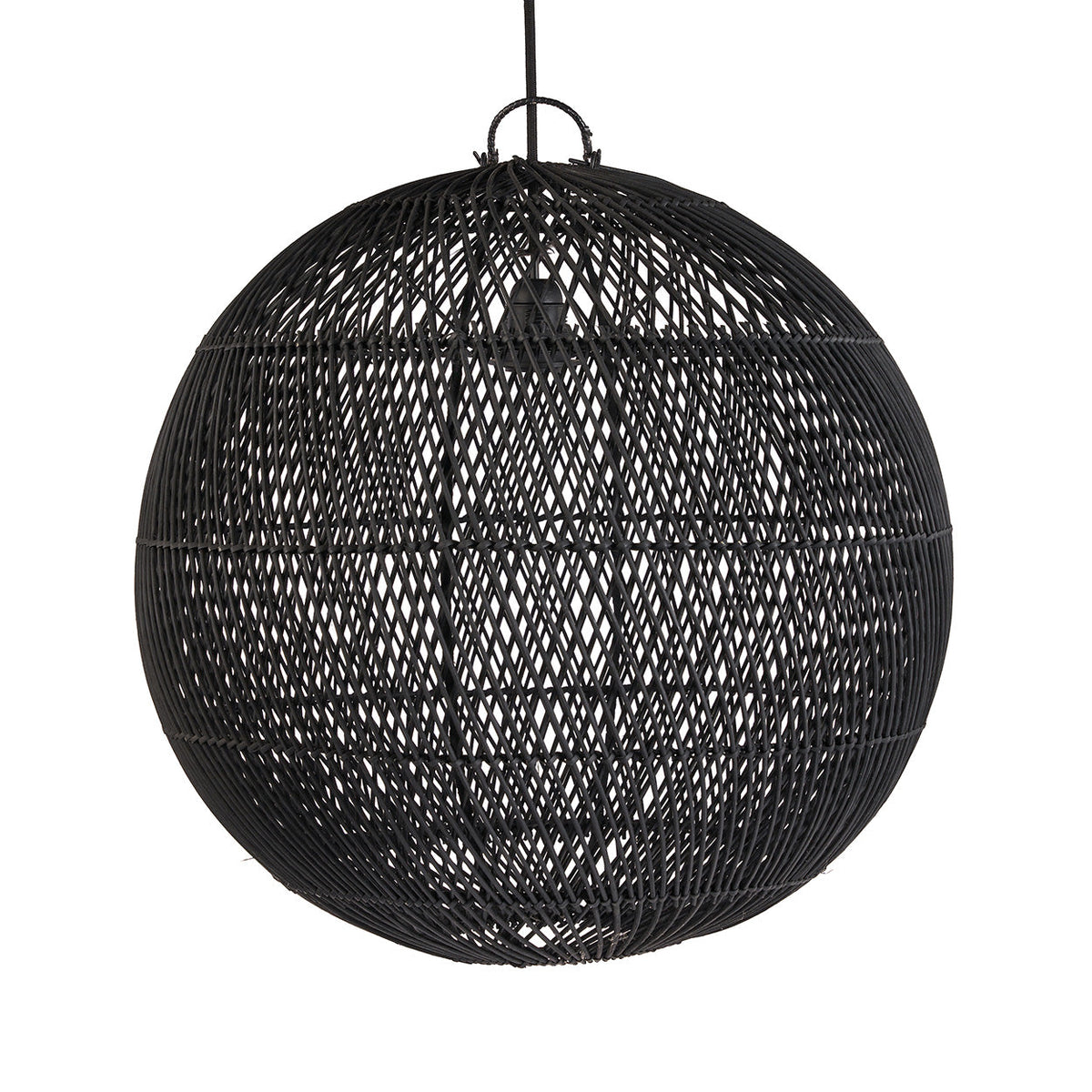 Bubble Rattan Pendant Light – Black, Medium – product view