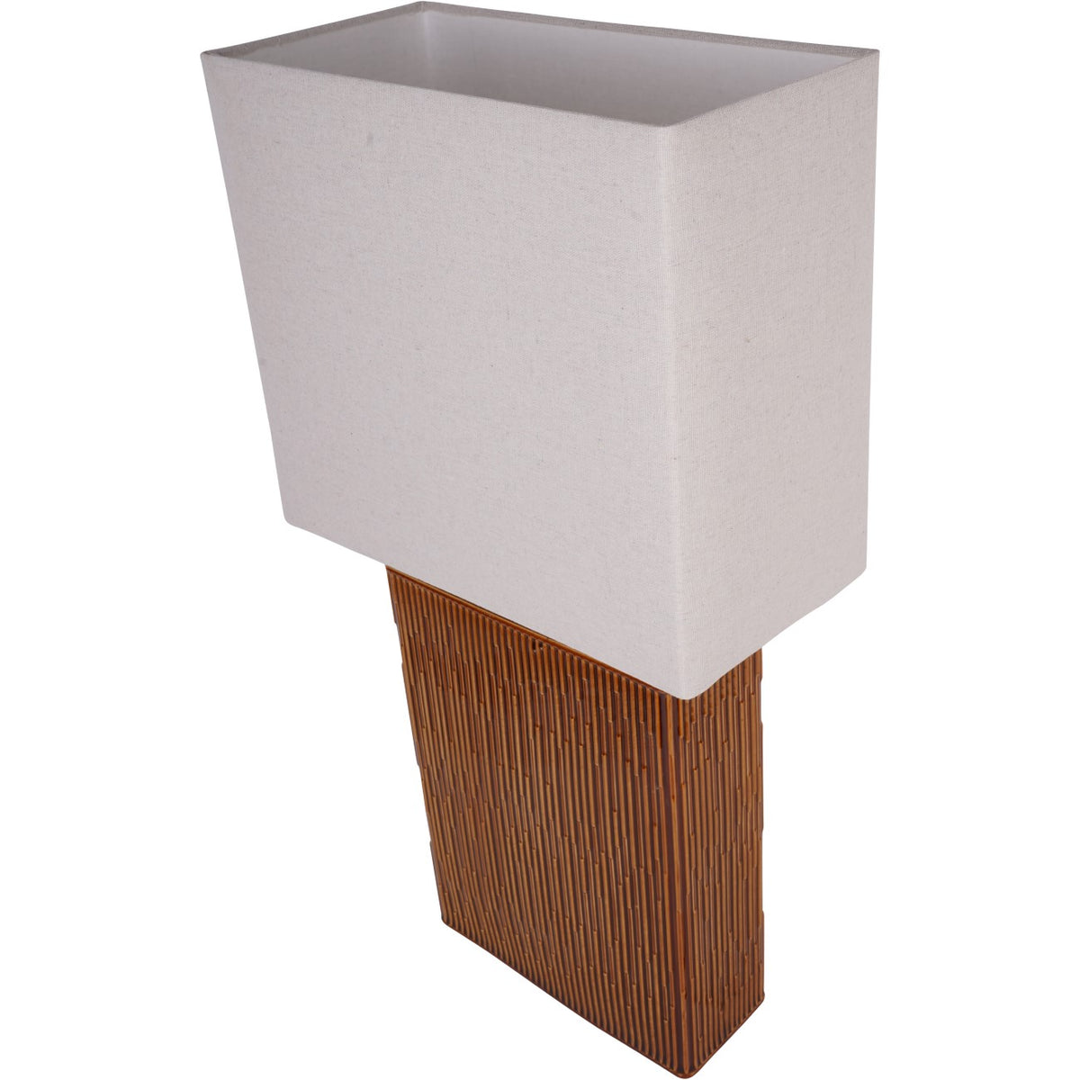 Cadence table lamp viewed from above, showing the shade's open rectangular top and the base's slim side profile.