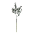 Full view of the charcoal leaf artificial foliage spray, with fine leafy branches above a long green lower stem on a white background.