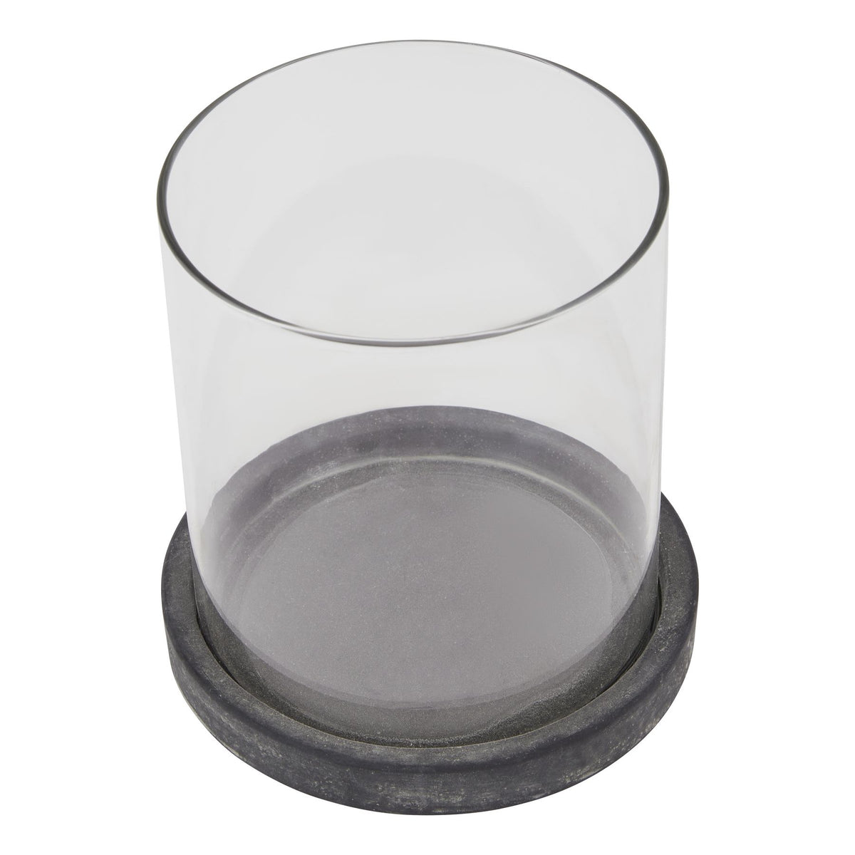 View from above of the lantern's open cylindrical sleeve, showing the circular interior and raised dark grey rim around the base.