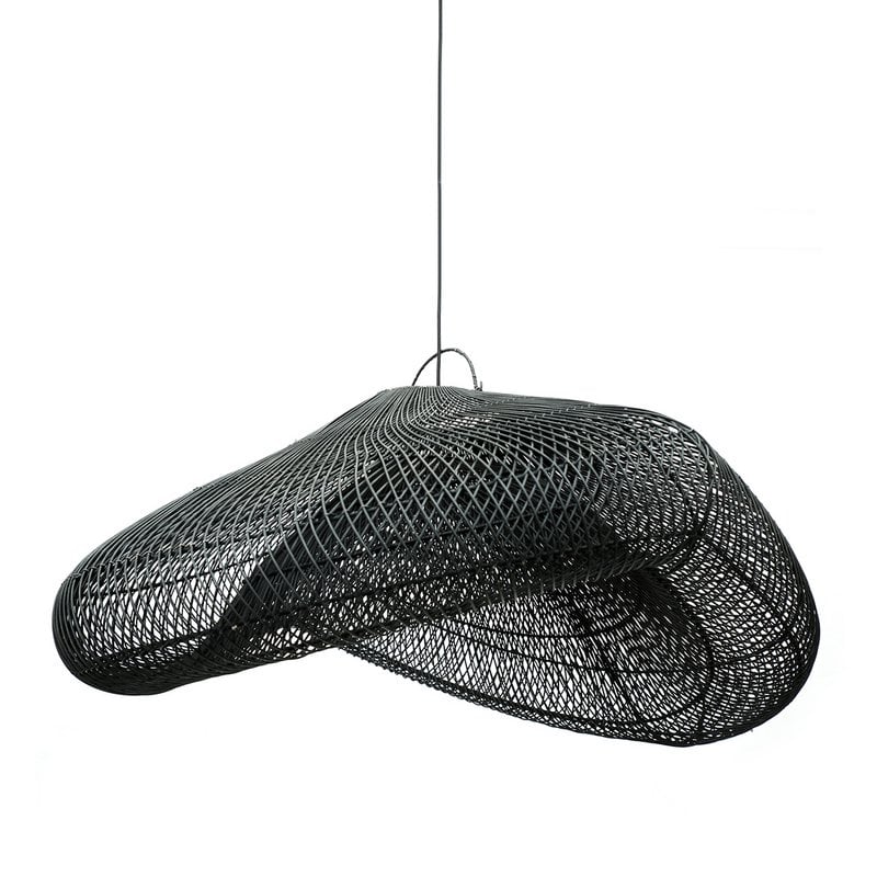 Cloud Rattan Pendant Light – Black, Extra Extra Large — front suspended product view