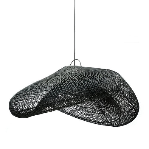 Cloud Rattan Pendant Light – Black, Extra Extra Large — front suspended product view