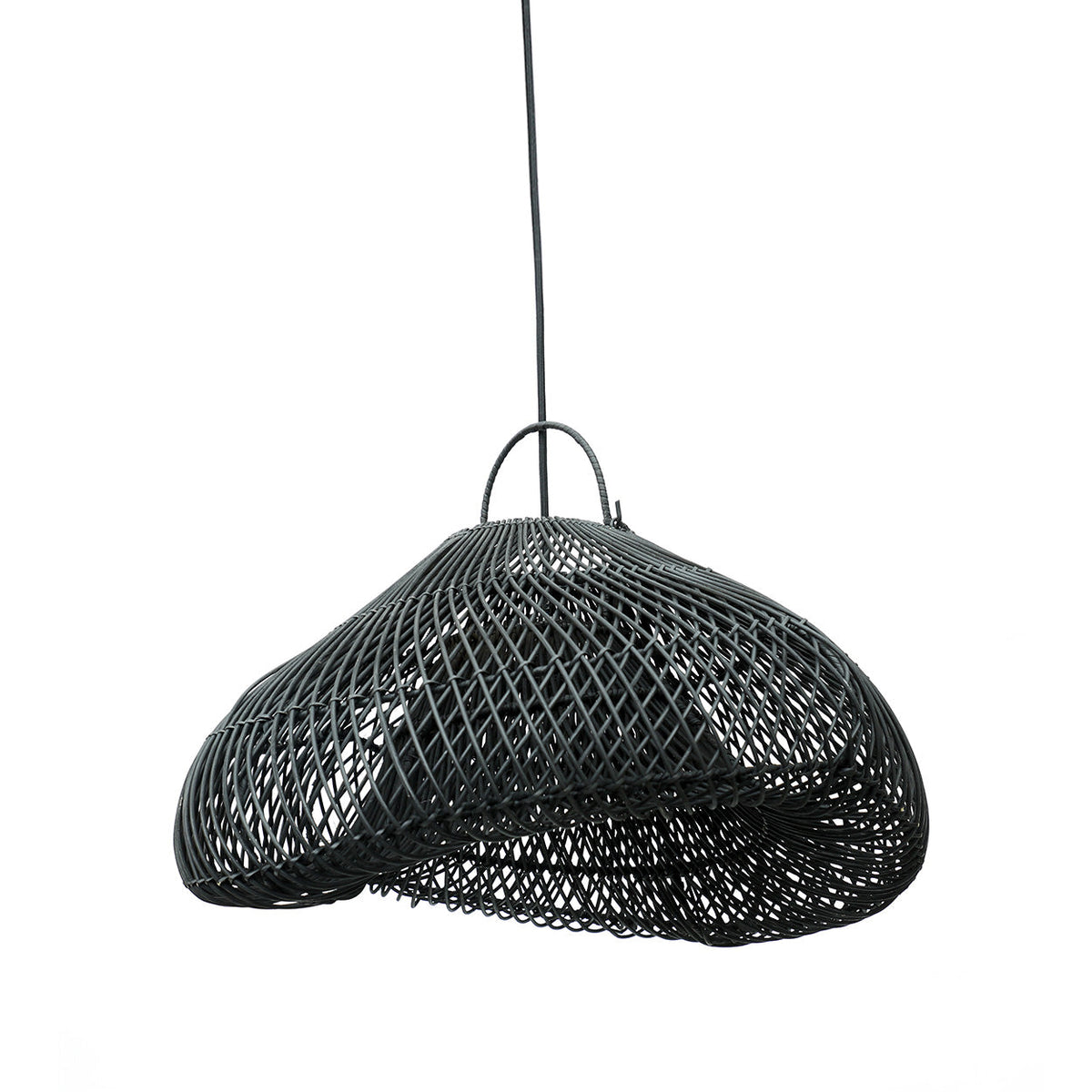 Cloud Rattan Pendant Light – Black, Medium – product view
