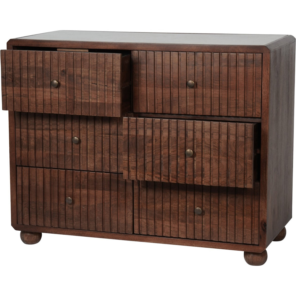Coffer Chest with the upper left and middle right drawers partly open, showing the drawer sides.