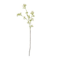 Full cream artificial gypsophila spray against white, with fine green branches and a long brown lower stem.