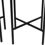 Close-up of the black stand legs and crossed lower braces against a white background.