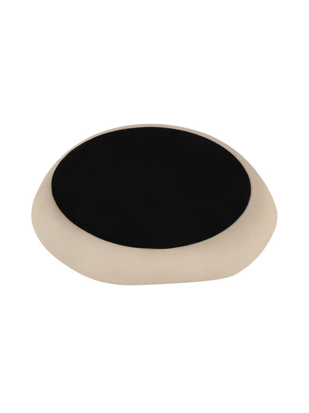 Underside of the tray with a dark central base surrounded by the cream outer edge.